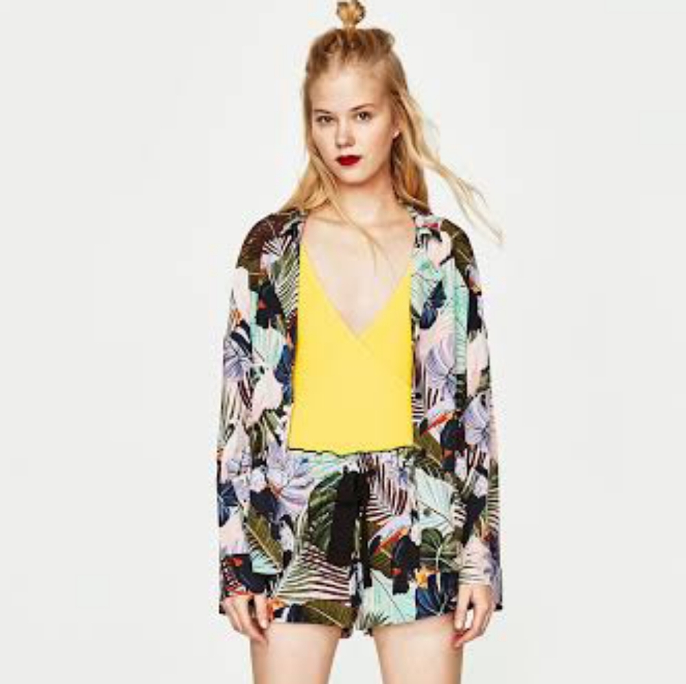 ZARA Tropical Birds Toucan Cockatoo Collared Shirt Blouse - Picture 3 of 16
